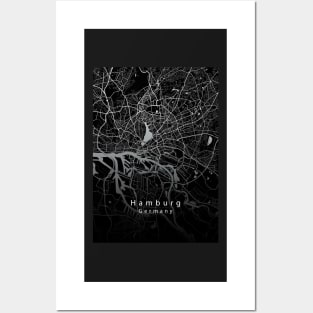 Hamburg Germany City Map dark Posters and Art